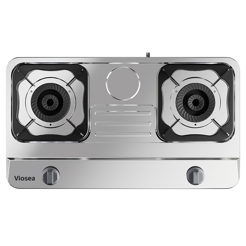 เตาแก๊สตั้งโต๊ะสแตนเลสสองหัวเคลือบสารกันติดทำความสะอาดง่าย